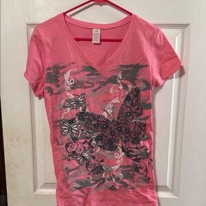 Bobbie Brooks Pink Butterfly Tee